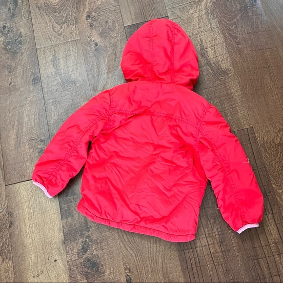 Mini boden toddler girl heavy lined coat Sz 2-3 years pink red full zip - Picture 4 of 5